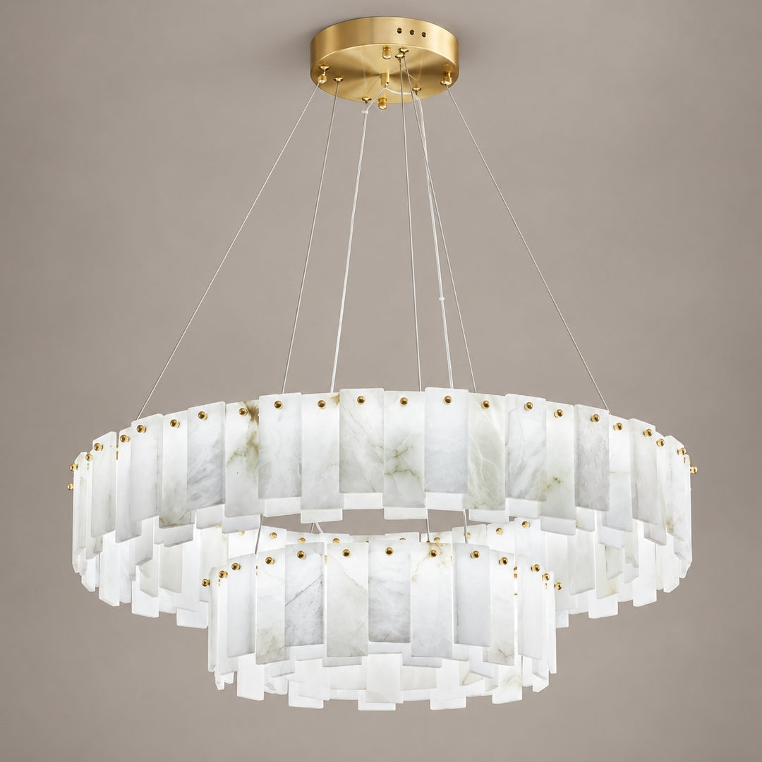 Modern Chandelier Light Ceiling Mounted Alabaster Glass with LED Illumination for Dining Room