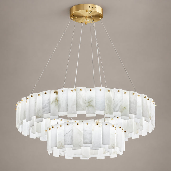 Modern Chandelier Light Ceiling Mounted Alabaster Glass with LED Illumination for Dining Room