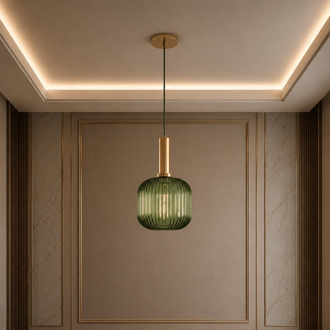 Modern Glass Pendant Light Hanging Fixture Adjustable Height LED Compatible