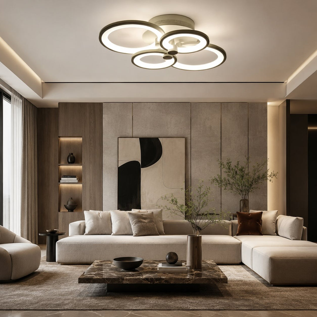 Modern Multi Ring Flush Mount Ceiling Light Metal Acrylic LED Dimmable Adjustable