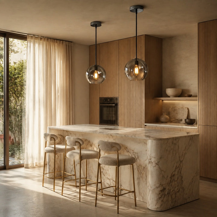 Modern Glass Pendant Light Adjustable Hanging LED with Metallic Gradient Finish