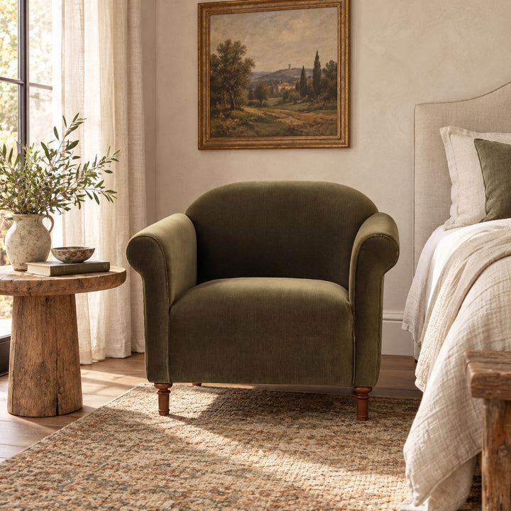 Modern Velvet Accent Armchair with Solid Birch Legs for Comfortable Lounge Seating