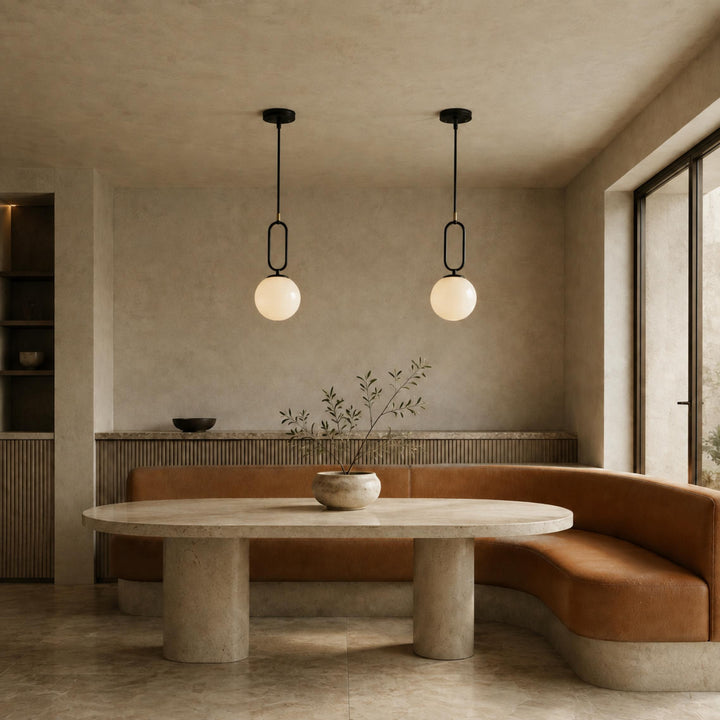 Modern Alabaster Pendant Light Hanging Fixture Adjustable LED Warm Light 13.8 for Kitchen Dining