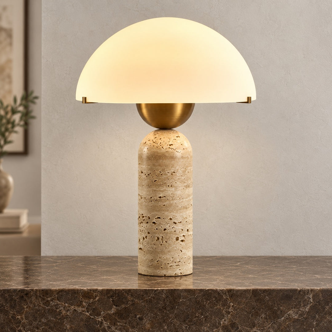 Modern Adjustable Table Lamp with Alabaster Shade and LED Compatibility for Bedroom or Desk Use