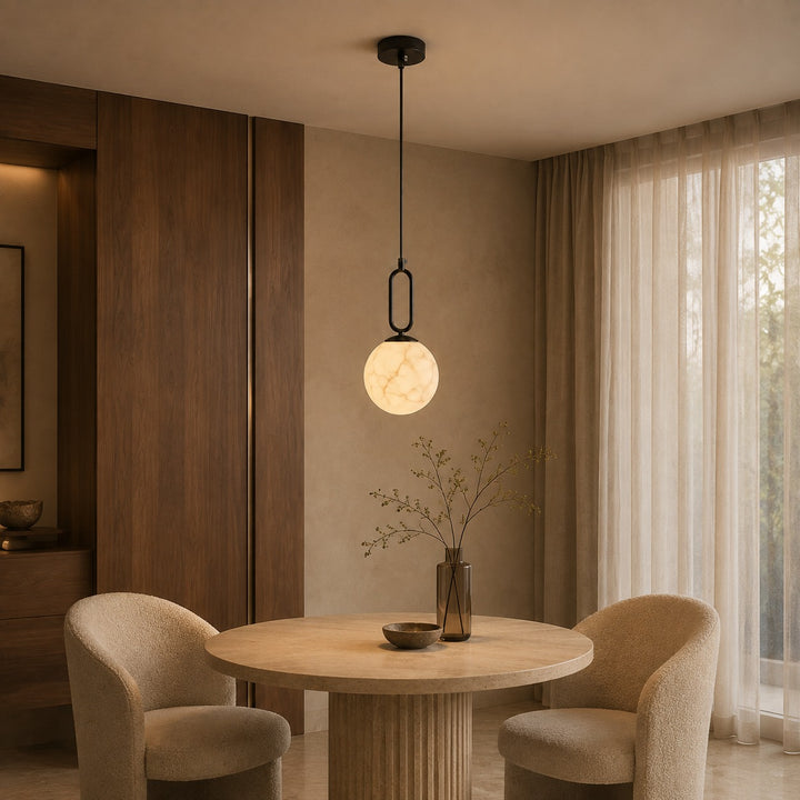 Modern Alabaster Pendant Light Hanging Fixture Adjustable LED Warm Light 13.8 for Kitchen Dining