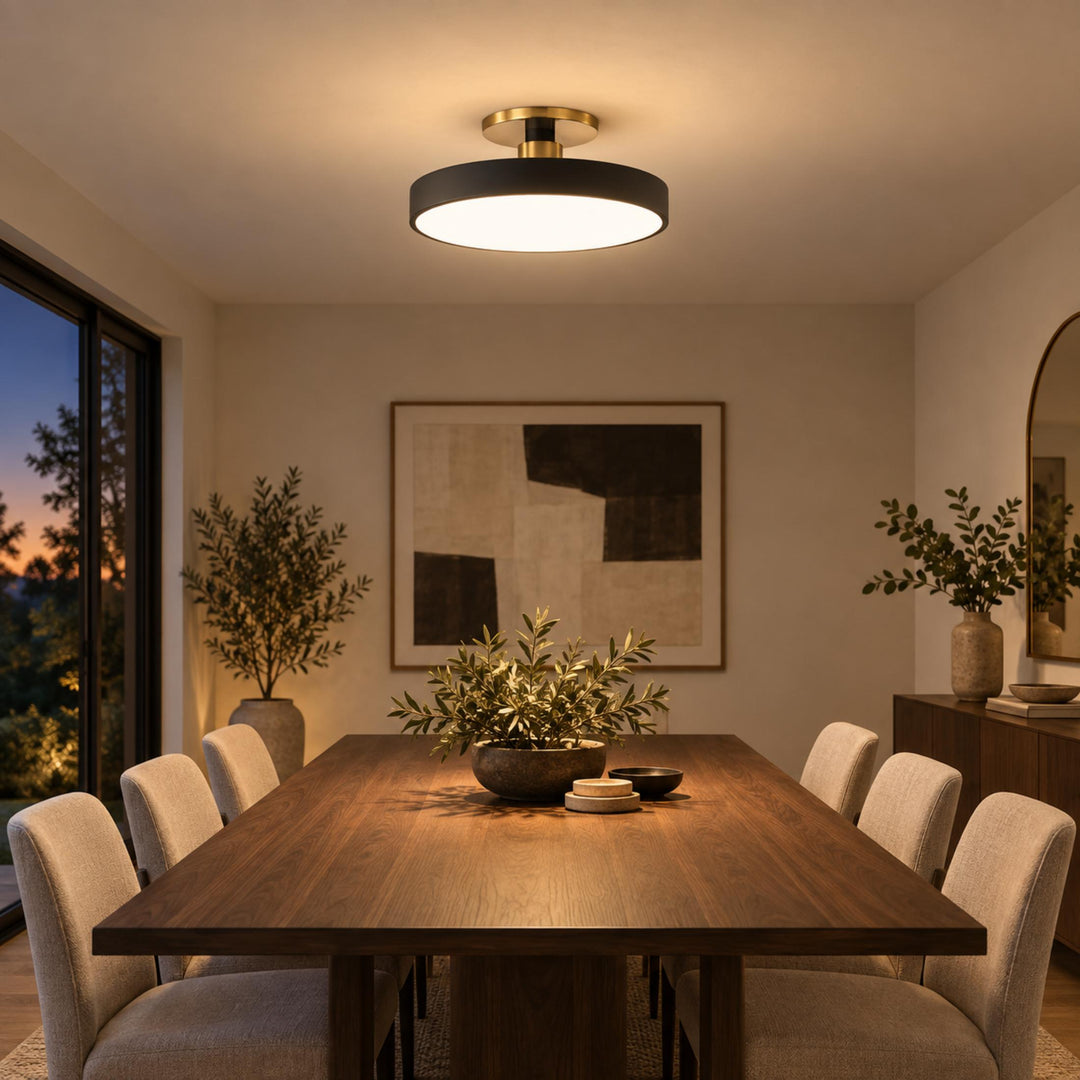 Modern Flush Mount Ceiling Light with Glass Shade and LED Lighting 12W 3000K