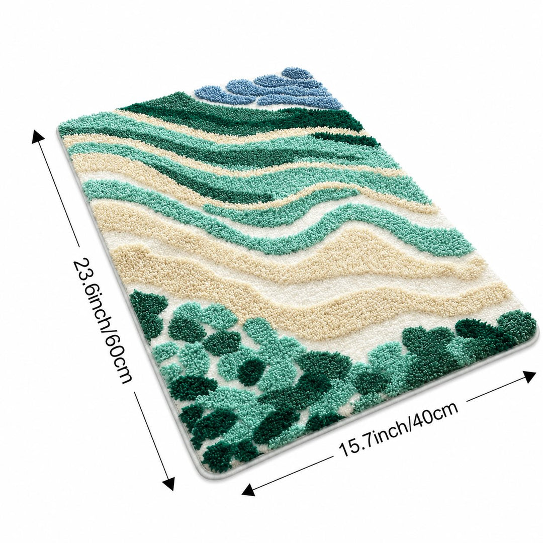 Modern Wavy Bath Mat Microfiber Non-Slip Absorbent Bathroom Mat for Shower Entryway