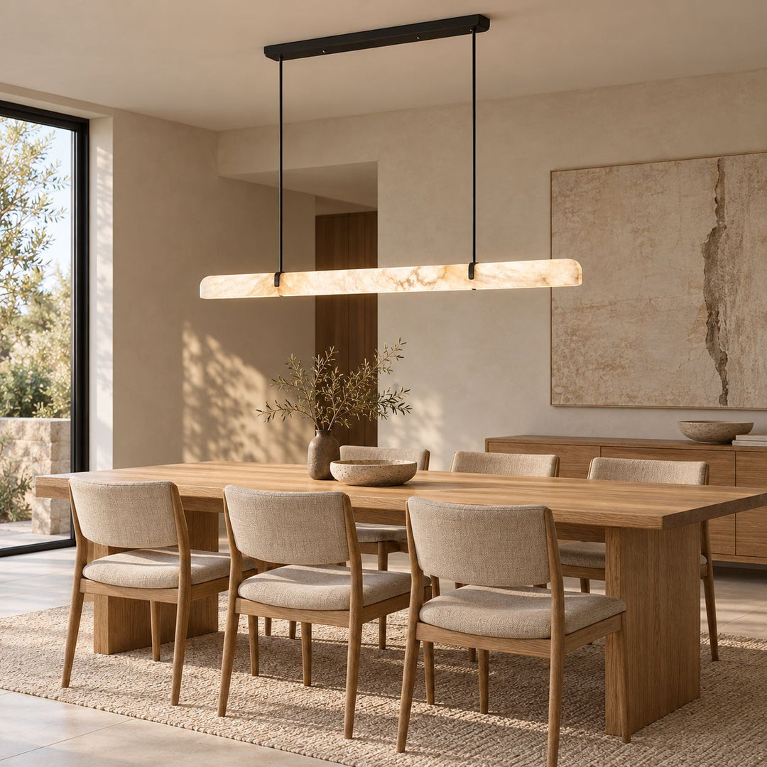 Linear Chandelier Wall Mounted Alabaster Shade Metal Frame LED Lighting Fixture