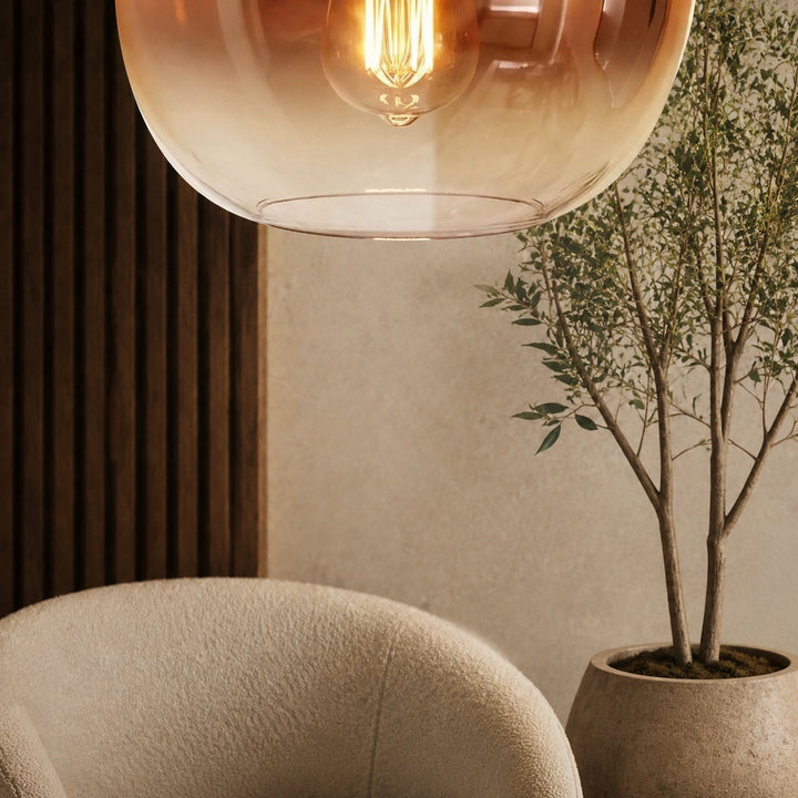 Modern Glass Pendant Light Adjustable Hanging LED with Metallic Gradient Finish