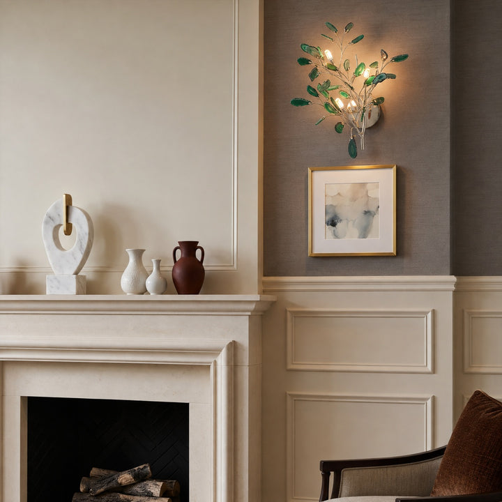 Contemporary Agate Wall Light Metal Fixture Wall Mounted Unique Natural Stone Design LED Indoor Use