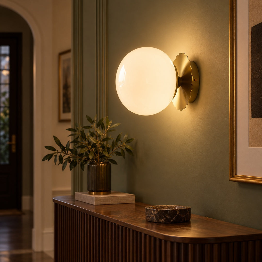 Modern Wall Sconce Adjustable Wall Light Metal Fixture with Glass Shade LED Compatible
