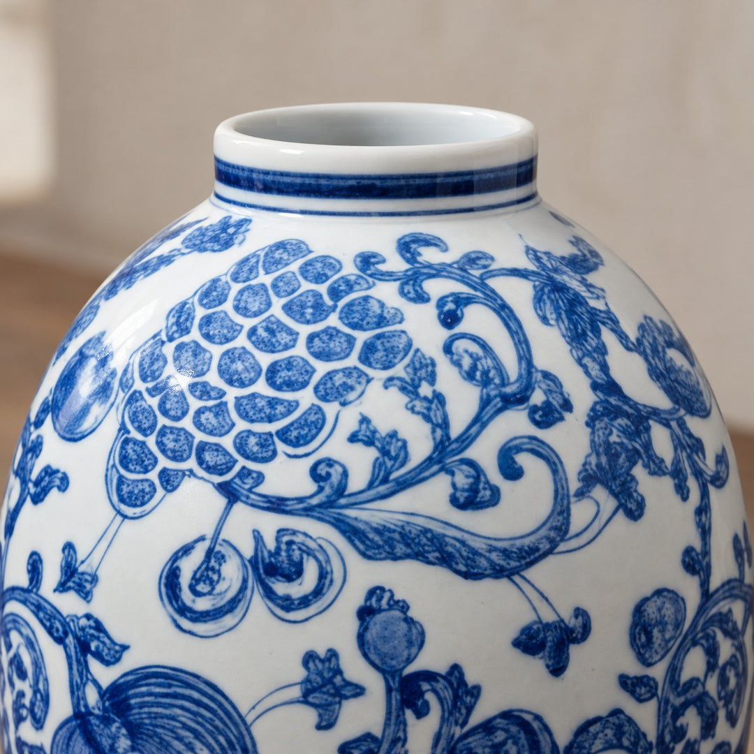 Modern Ginger Jar Porcelain Vase Hand-Decorated Blue and White Floral Design 27.5cm