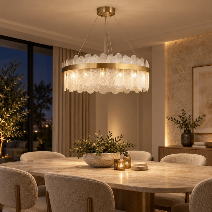 Modern Chandelier Light Adjustable Hanging Metal Frame with Clear Glass 14 Light Source G9 LED Compatible