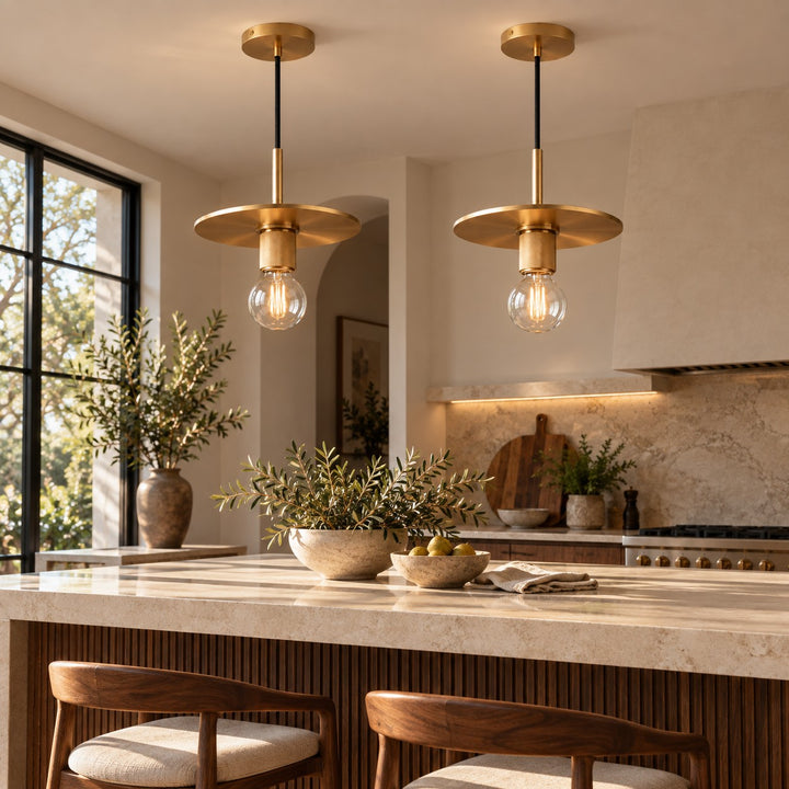 Modern 18cm Copper Disc Pendant Light with E27 Bulb – Minimalist Ceiling Light