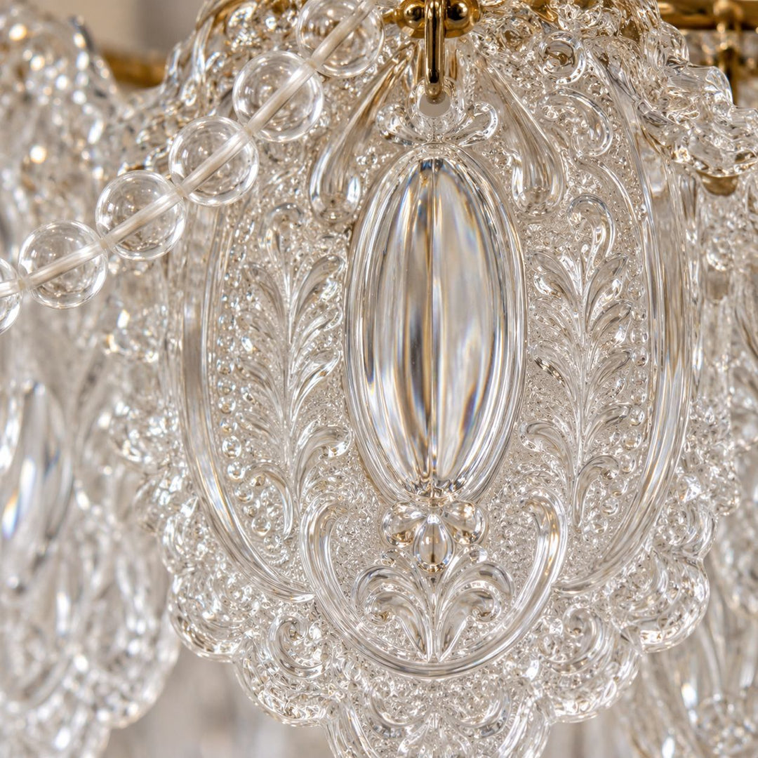Modern Glass Chandelier Light Pendant Fixture Ceiling Mounted with Pearl Accents for Ambient Illumination