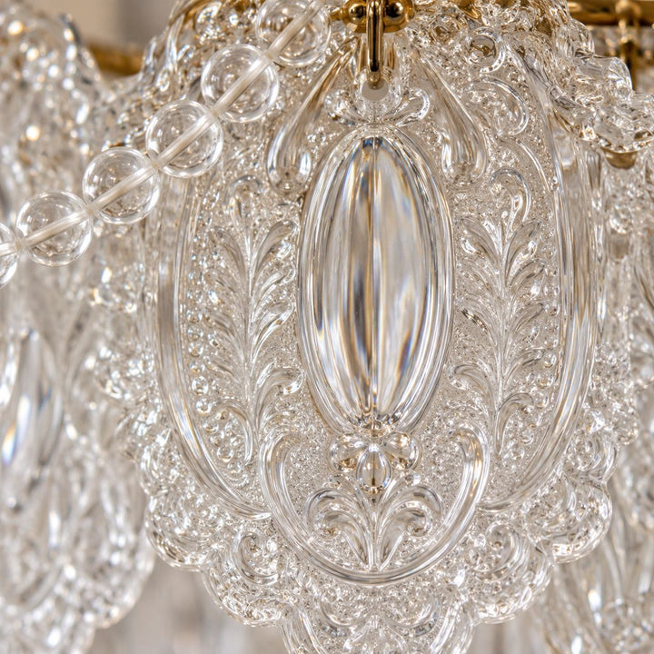 Modern Glass Chandelier Light Pendant Fixture Ceiling Mounted with Pearl Accents for Ambient Illumination