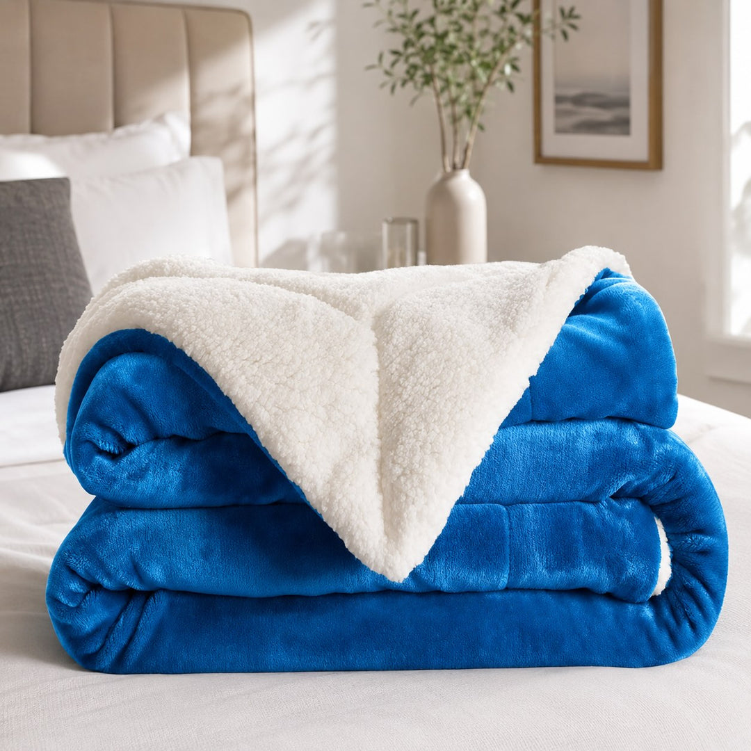 Reversible Sherpa Fleece Throw Blanket Large Soft Fluffy Warm for All Seasons Indoor Outdoor Use
