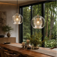 Ribbed Glass Globe Pendant, image 4