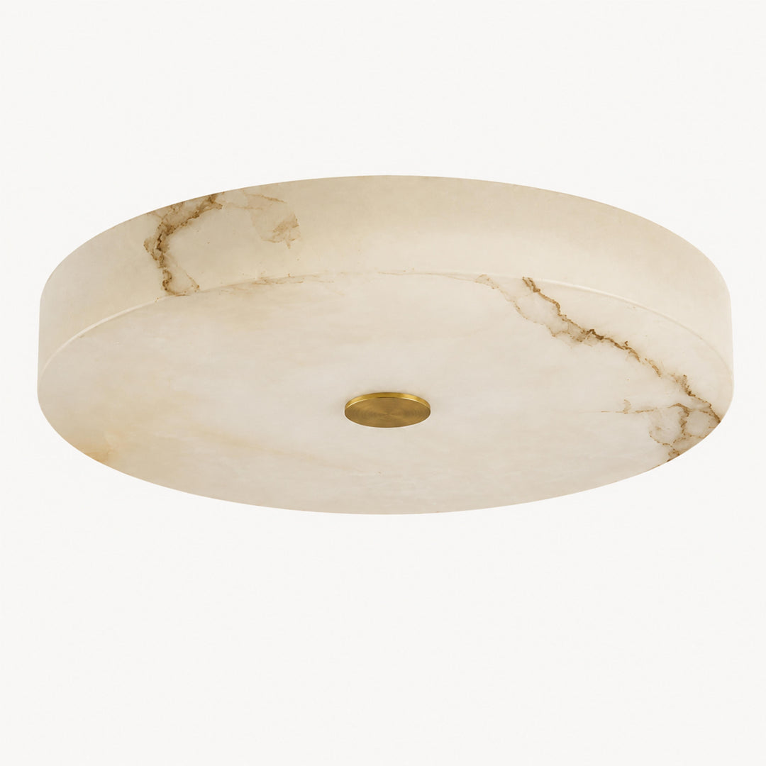 Modern Alabaster LED Flush Mount Ceiling Light – Round Natural Stone Design  Copy Title