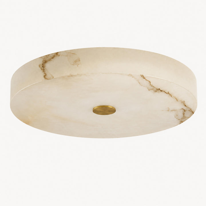 Modern Alabaster LED Flush Mount Ceiling Light – Round Natural Stone Design  Copy Title
