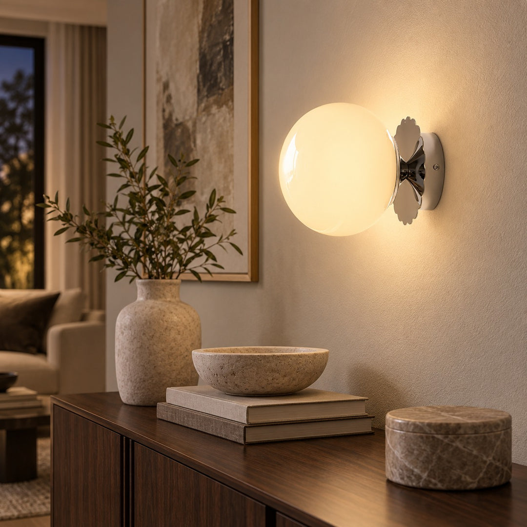 Modern Wall Sconce Adjustable Wall Light Metal Fixture with Glass Shade LED Compatible