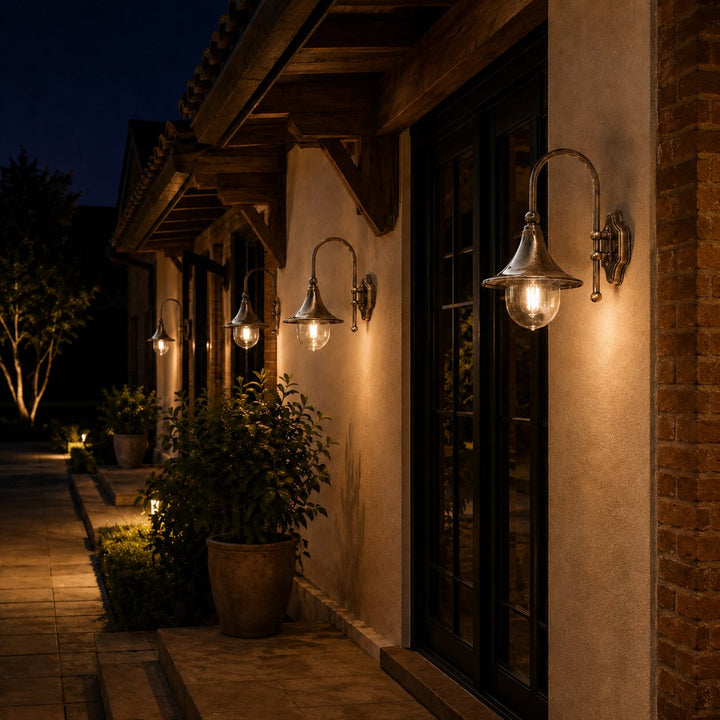 Vintage Outdoor Wall Light Waterproof Aluminum Horn Shape LED Fixture Warm White 3000K