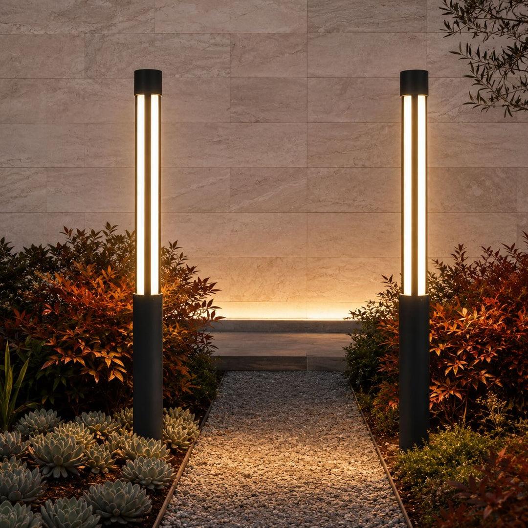 Modern Cylindrical Bollard Light Outdoor LED Waterproof Aluminum 3000K For Pathway Illumination