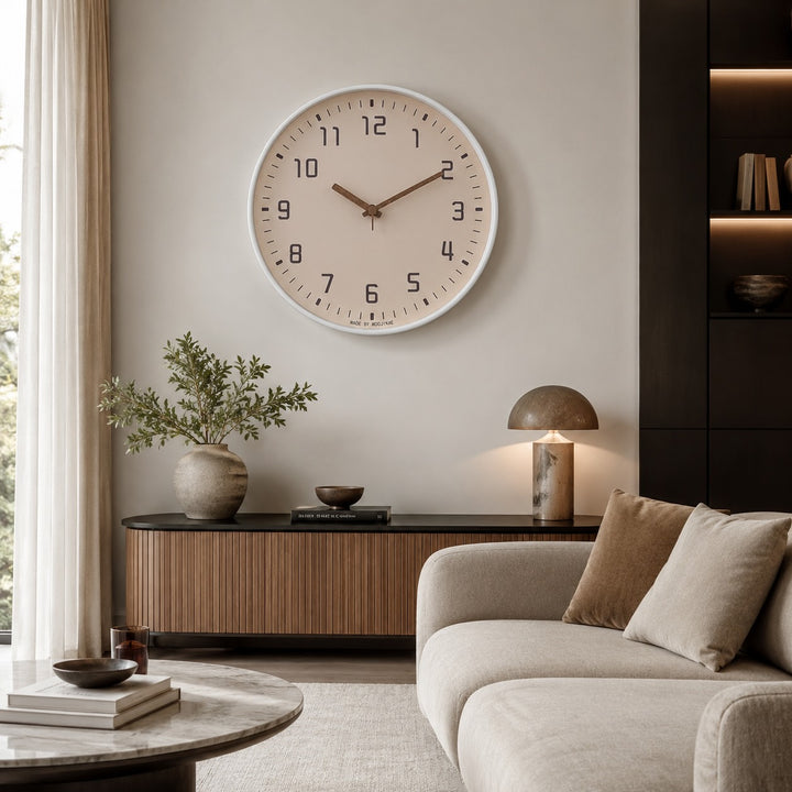 Modern Wall Clock Circular Design Bamboo Wood Noiseless Quartz Movement 30cm for Home Decor