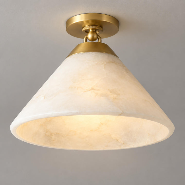 Modern Flush Mount Ceiling Light Alabaster Shade LED 12 Inch Diameter Energy Efficient