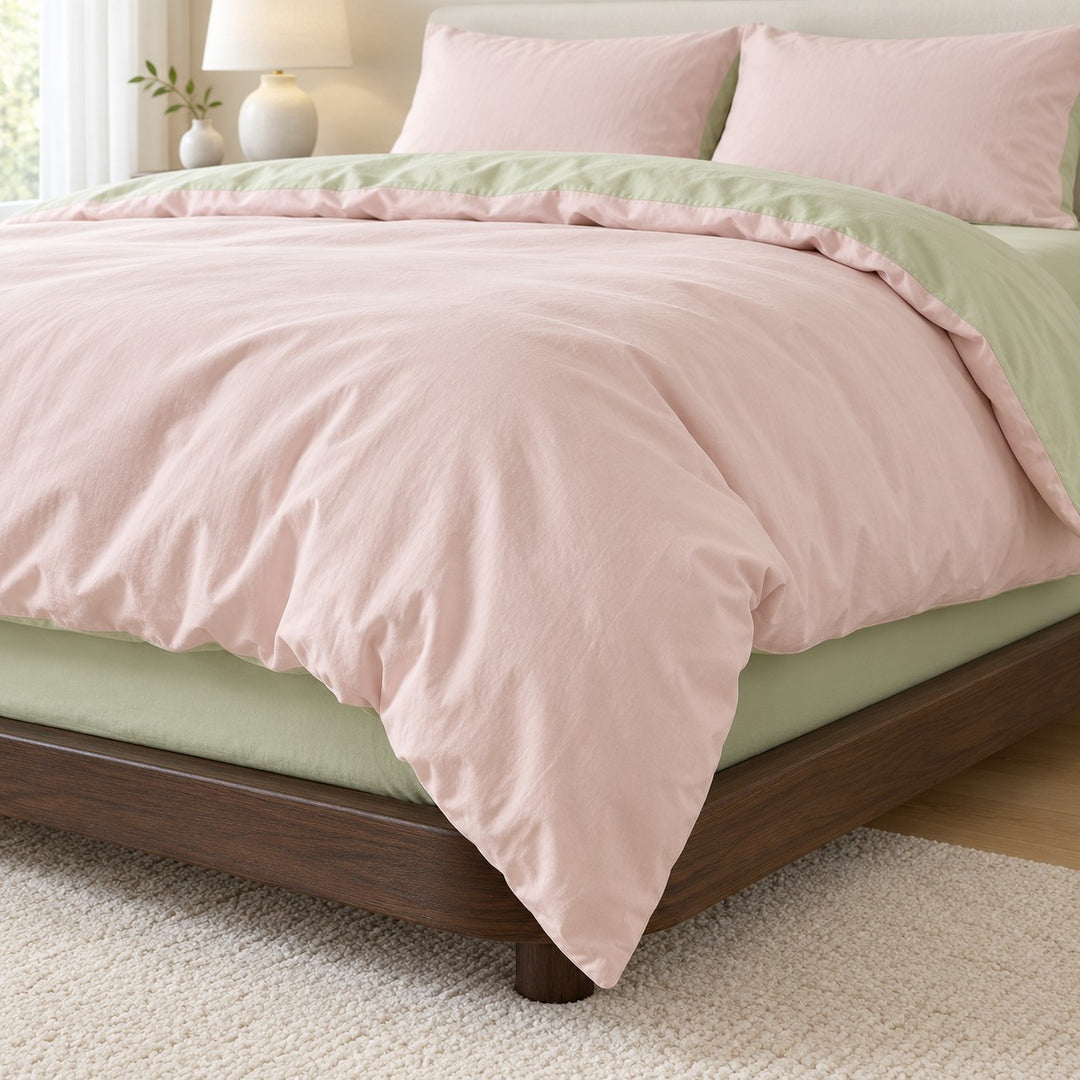 Reversible Cotton Bedding Set with Duvet Cover and Pillowcases Lightweight Breathable Design