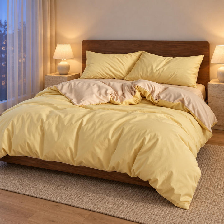 Pastel Double-Sided Bedding Set Minimalist Comforter Cover Twin Full Queen King Size