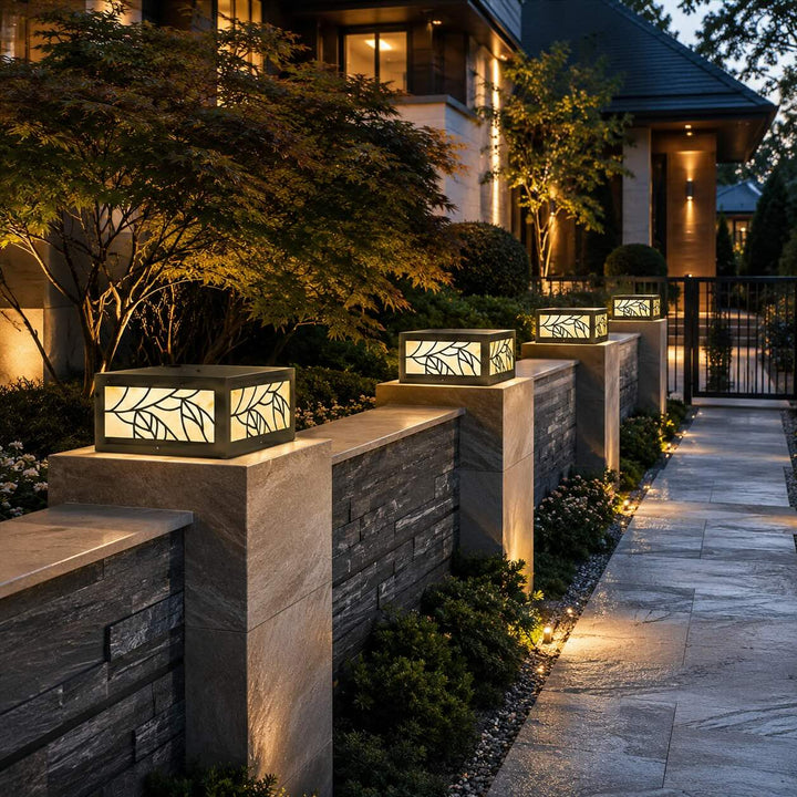 Modern Square Solar Garden Light Wall Mounted Stainless Steel LED Waterproof Automatic
