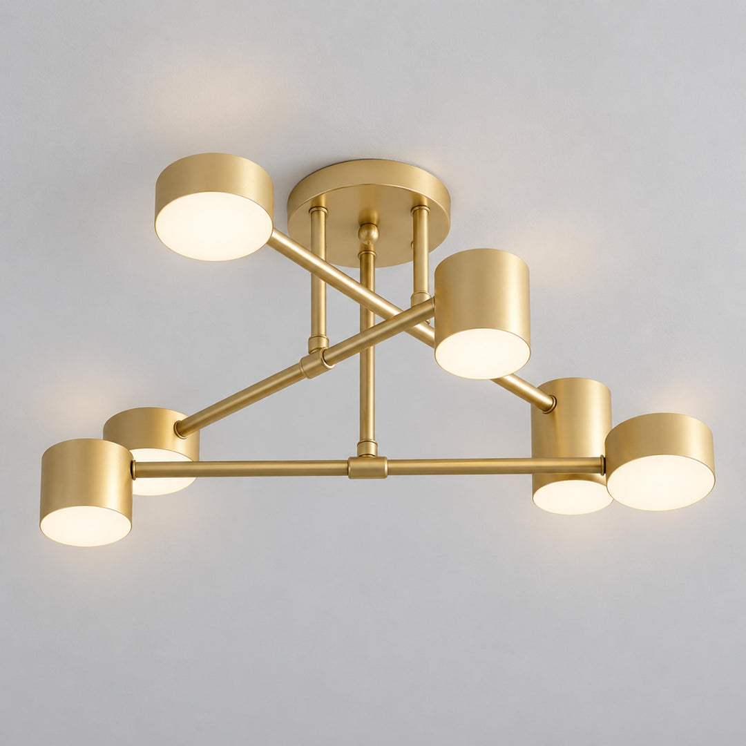 Modern Sputnik Flush Mount Ceiling Light Fixture with Metal Arms and Adjustable LED Bulbs 24 Inch