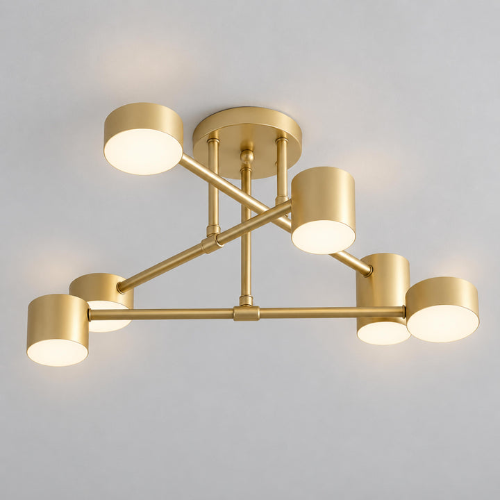 Modern Sputnik Flush Mount Ceiling Light Fixture with Metal Arms and Adjustable LED Bulbs 24 Inch
