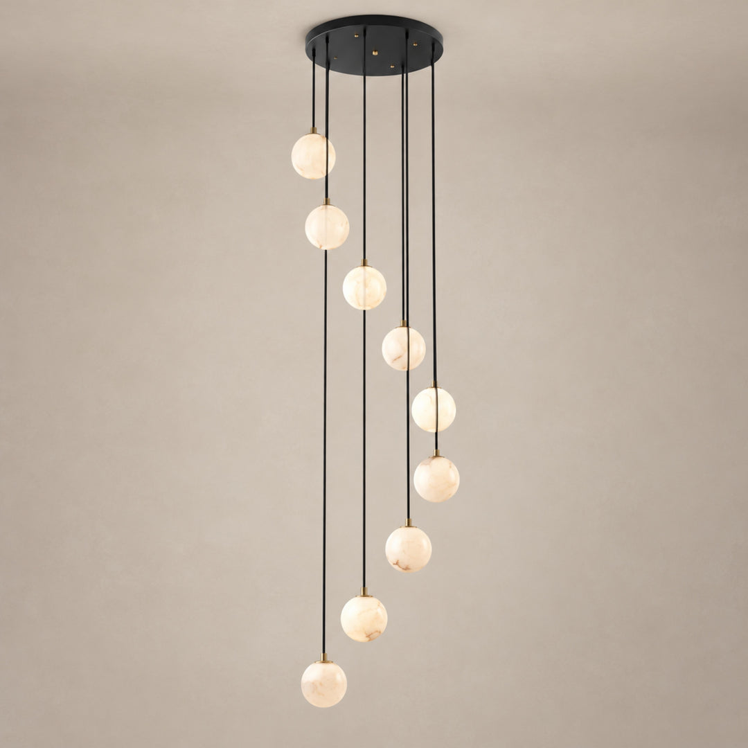 Modern Cluster Chandelier Light Wall Mounted Alabaster Glass LED Dimmable Fixture