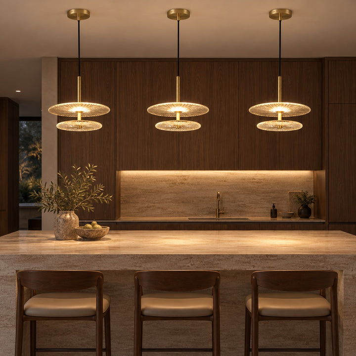 Modern Textured Glass LED Pendant Light with Natural Copper Finish – 20cm & 30cm