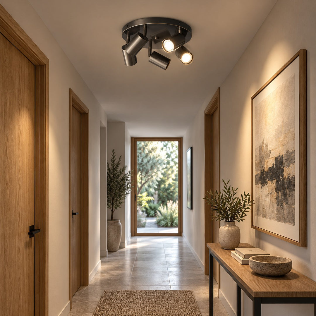 Modern Flush Mount Ceiling Light Metal LED 12 Inch Diameter 800 Lumens Warm White