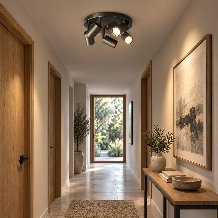 Modern Flush Mount Ceiling Light Metal LED 12 Inch Diameter 800 Lumens Warm White
