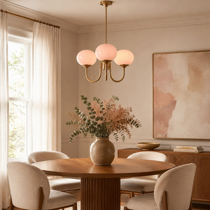 Modern Chandelier Pendant Light Fixture with Adjustable Arms Glass Shades Indoor Lighting
