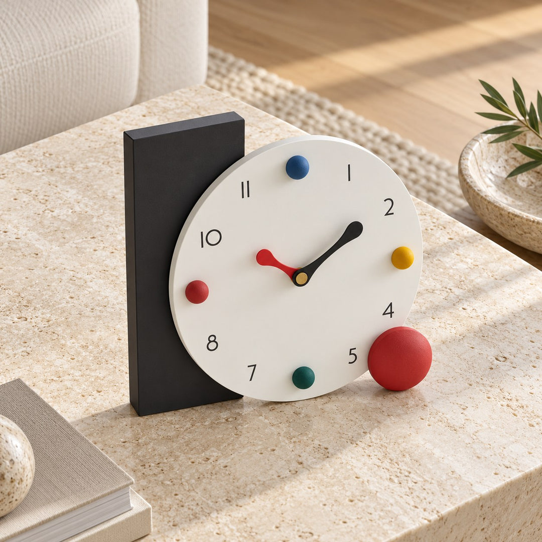 Modern Geometric Table Clock Silent Quartz Movement Eco-Friendly PMMA Compact Design 20x20 cm