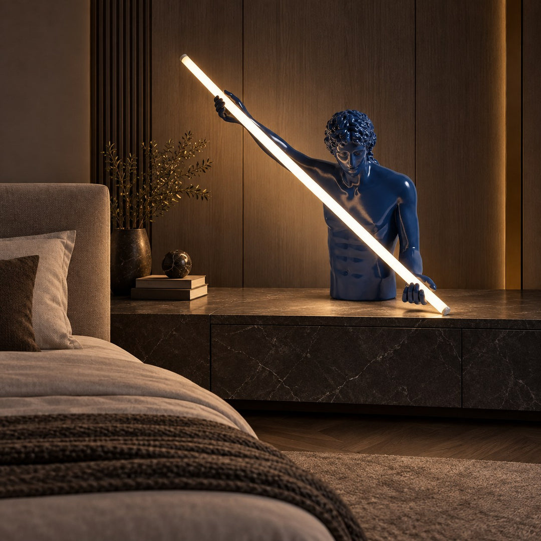 Modern Cobalt Blue Table Lamp with Linear LED Light and Adjustable Color Temperature