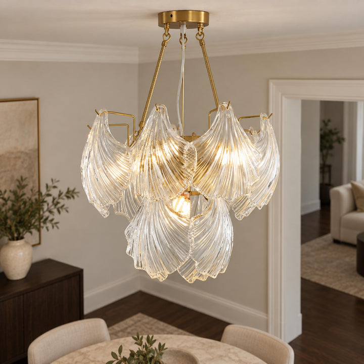 Modern Adjustable Ceiling Light Clear Glass LED Flush Mount Fixture 12 Inch Diameter