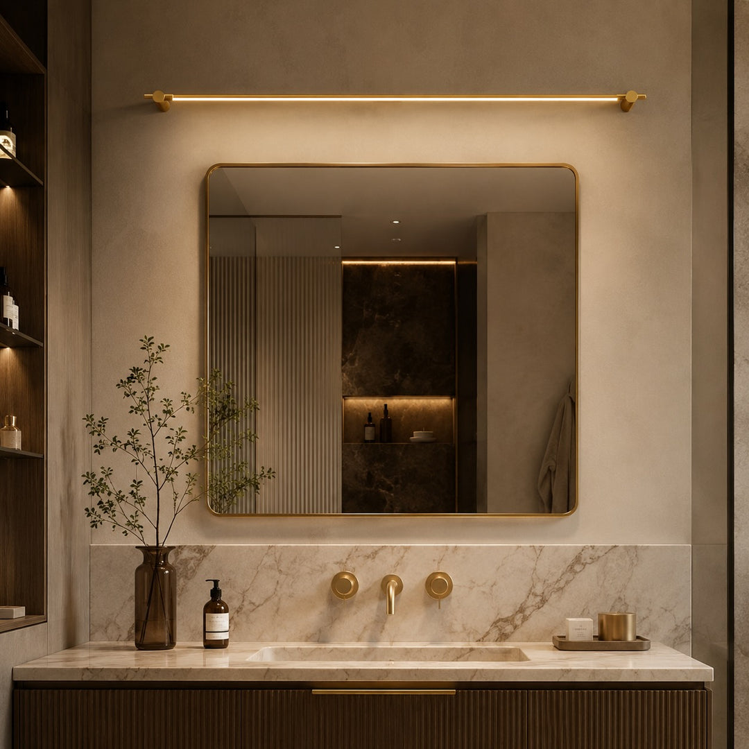 Modern Brass Bathroom Vanity Light Wall Mounted LED Fixture with Acrylic Shade 35.4 Inches