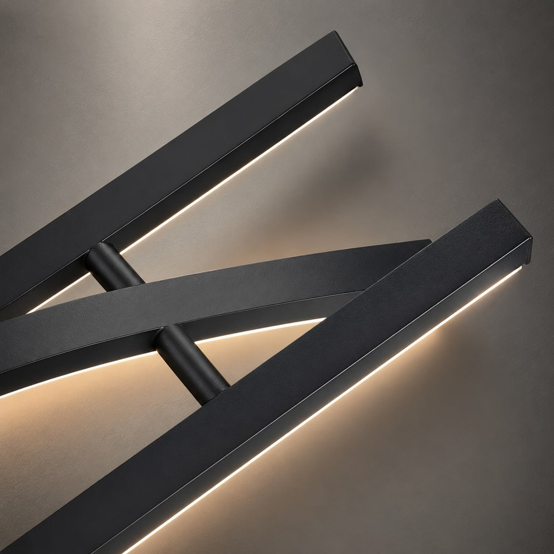 Modern Black Pendant Light Linear Hanging Aluminum LED Fixture with Adjustable Height Dimmable