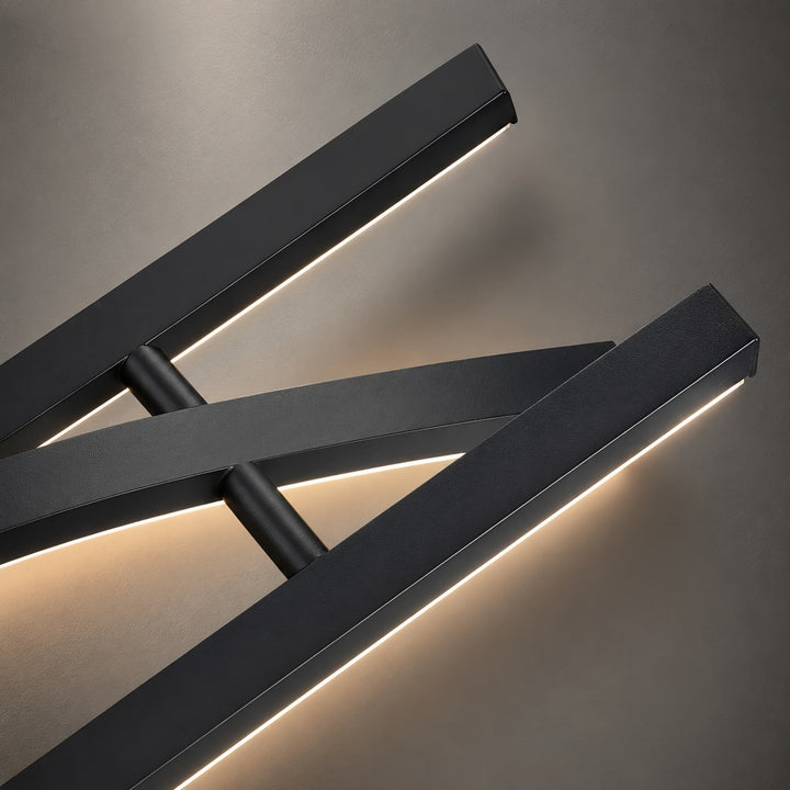 Modern Black Pendant Light Linear Hanging Aluminum LED Fixture with Adjustable Height Dimmable