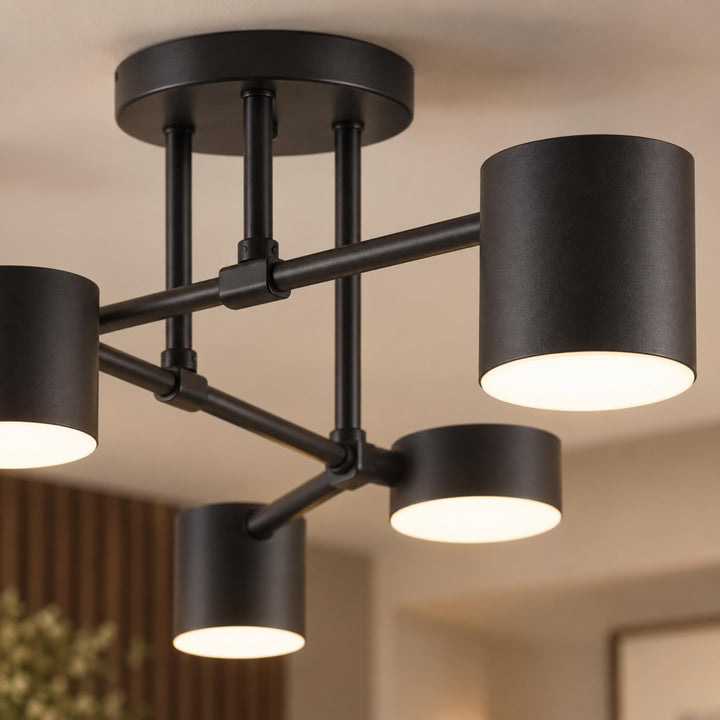 Modern Sputnik Flush Mount Ceiling Light Fixture with Metal Arms and Adjustable LED Bulbs 24 Inch