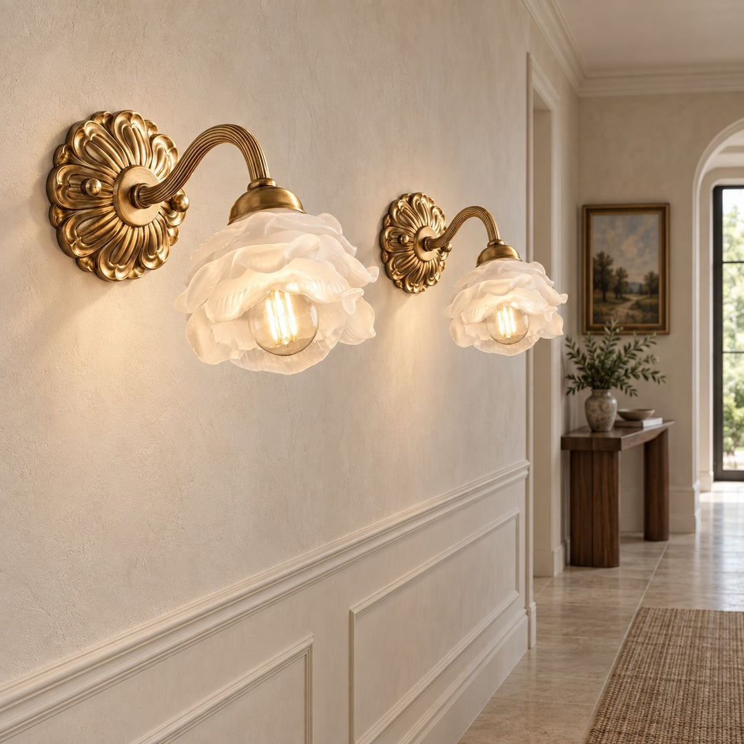 Modern Brass Wall Light Wall Mounted Adjustable Glass Shade LED Compatible