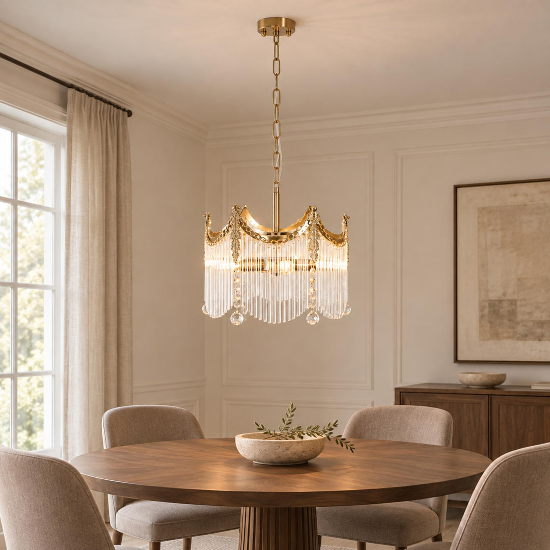 Modern Chandelier Ceiling Light Adjustable Hanging Metal Frame Dimmable for Dining Room
