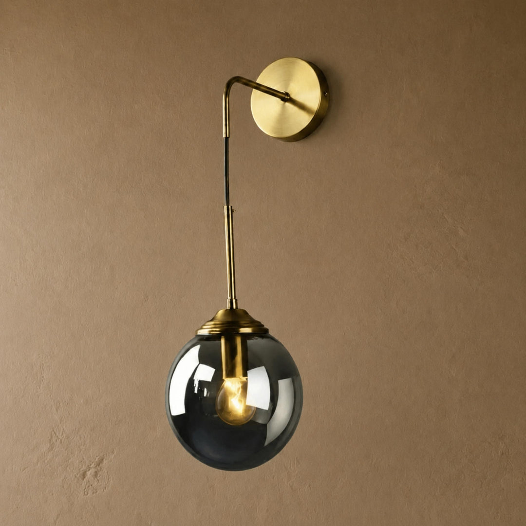 Modern Minimalist Wall Sconce Lighting Wall Mounted Glass Shade Metal Detailing LED Compatible