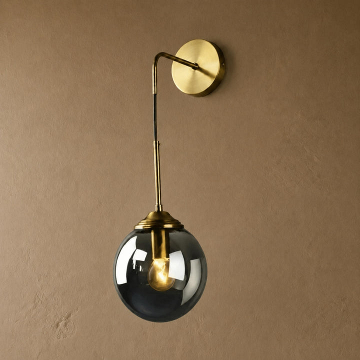 Modern Minimalist Wall Sconce Lighting Wall Mounted Glass Shade Metal Detailing LED Compatible